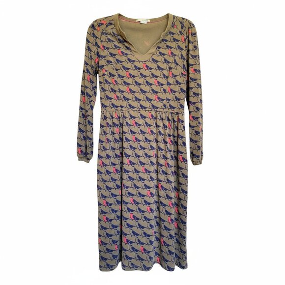 Boden Dresses & Skirts - Boden Alicia All Over Bird Dress Long Sleeve Midi Artsy Whimsy